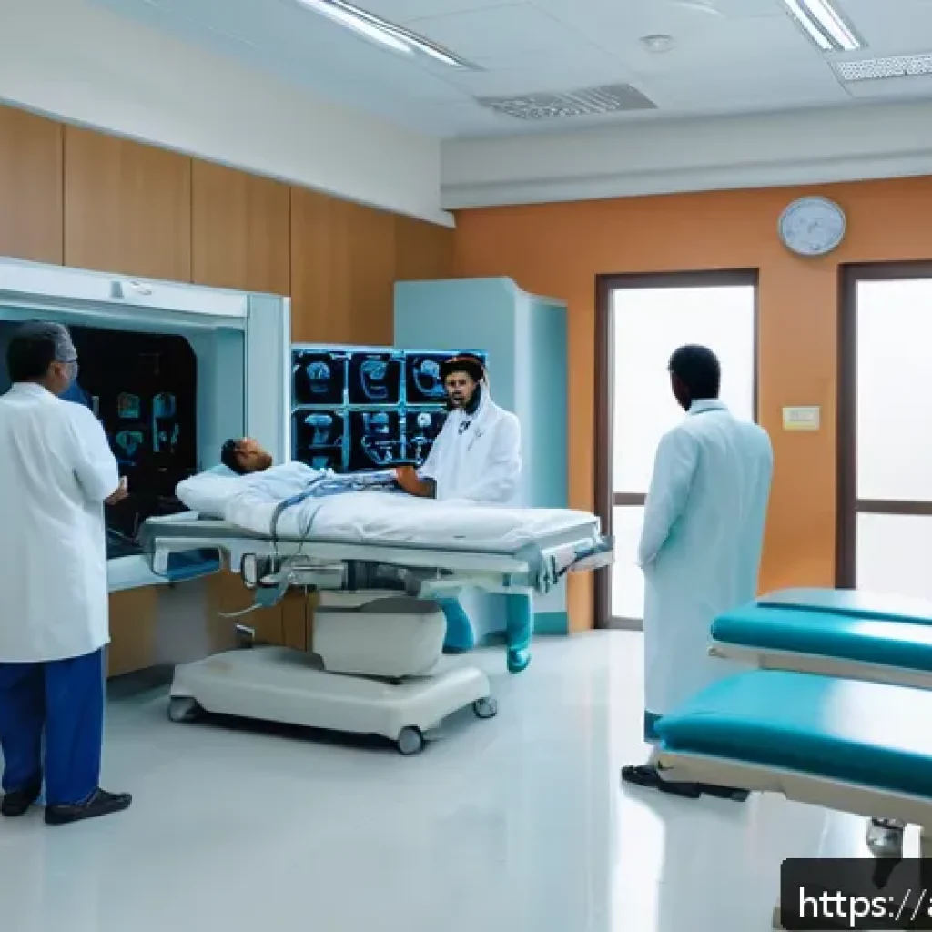 에리트레아의 주요 병원 - A modern Eritrean hospital interior showcasing advanced medical technology, including MRI and CT sca...